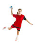 portrait einer jungen schönen blonden handballerin freigestellt