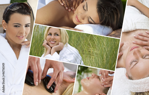 Photo: Montage of Beautiful Women Relaxing At Spa Montage of Beautiful Women Relaxing At Spa