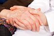 Young doctor holds the elderly woman hands