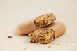 Flapjack oat bars with crumbs on baking paper