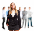Businesswoman in front of her team