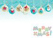 Baubles with christmas decorations and "Merry xmas!".