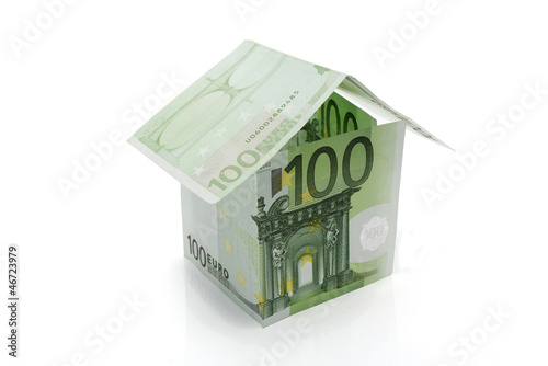 Photo: Hundred euros banknotes house Hundred euros banknotes house