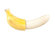 peeled banana in half