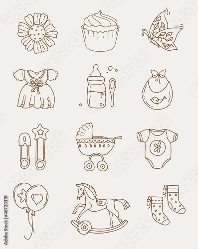 Vector: Baby icons - girl Baby icons - girl