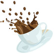 Vektor: Vector coffee cap with splash and coffee beans Vector coffee cap with splash and coffee beans