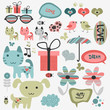 Set of cute scrapbook elements