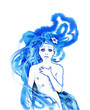 Hand-painted astonished and sad girl