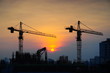 Crane construction at sunrise Crane construction at sunrise