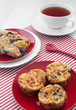 Egg muffins and oat squares breakfast