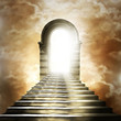 Staircase leading to heaven or hell. Light at the End of the Tun