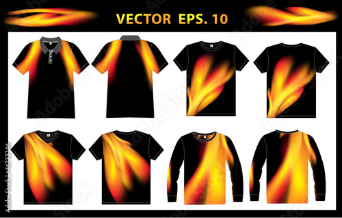 Vector: Vector fire shirt polo, vest, v-neck and long sleeves Vector fire shirt polo, vest, v-neck and long sleeves