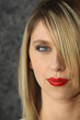 pretty blonde with red lipstick