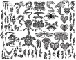 Iconic Dragons Butterfly Eagle Tattoo Tribal Vector Set