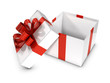 3d Open White Gift box with red bow