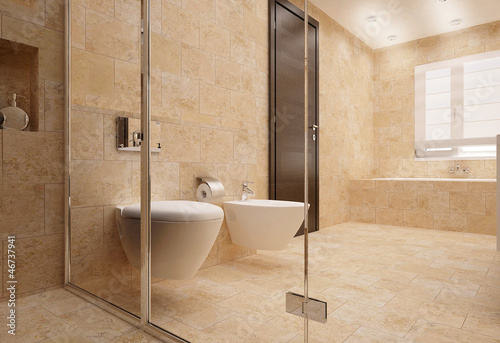 Illustration: bathroom interior in bright colors bathroom interior in bright colors