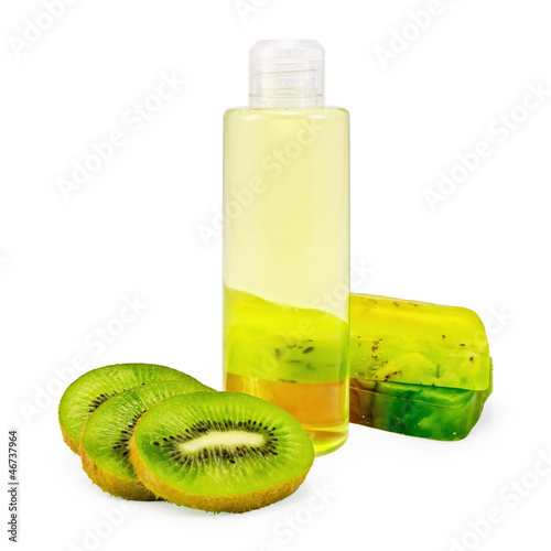 Photo: Shower gel and soap and kiwi Shower gel and soap and kiwi
