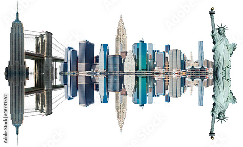 Photo: New York City Landmarks, USA. Isolated on white. New York City Landmarks, USA. Isolated on white.