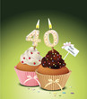 Cupcake mit Geburtstagskerze die Zahl 40