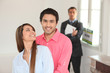 Young couple in their new house