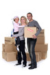 Portrait of a family on moving day