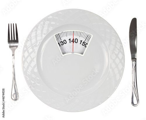 Photo: White plate with weight scale White plate with weight scale