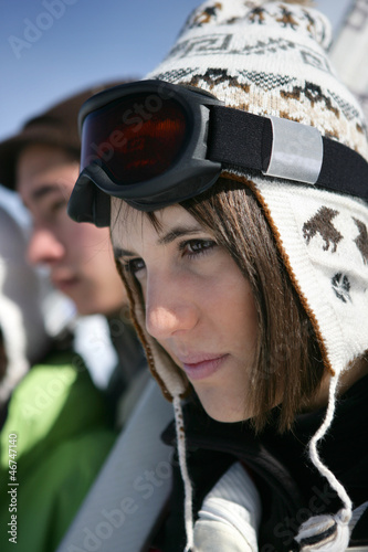 Photo: Two friends skiing Two friends skiing