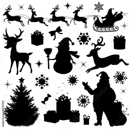 Vector: Collection of a christmas silhouettes. Collection of a christmas silhouettes.