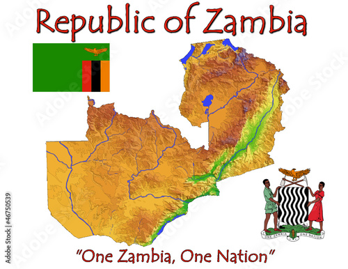 Vector: Zambia Africa national emblem map symbol motto Zambia Africa national emblem map symbol motto