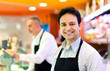 Butchers at shop