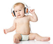 baby with headphone. young DJ