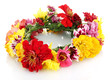 wreath of beautiful summer flowers, isolated on white