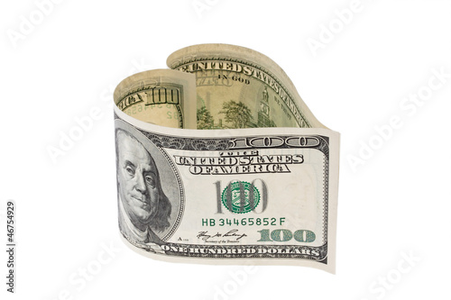 Photo: Dollar Geldschein in Herzform Dollar Geldschein in Herzform