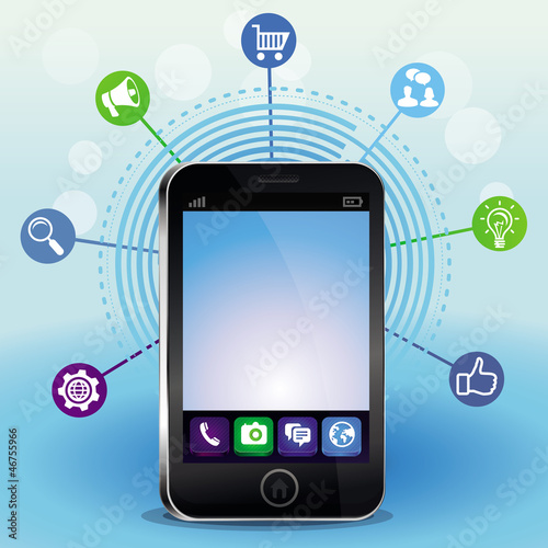 Vector: mobile phone with touchscreen and icons mobile phone with touchscreen and icons