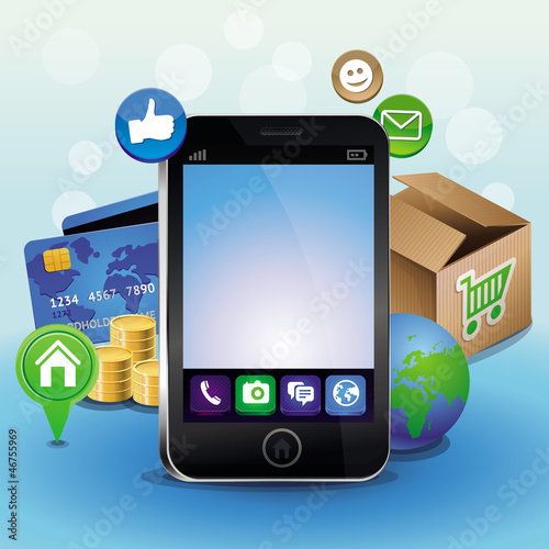 Vector: Vector mobile phone and icons Vector mobile phone and icons