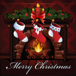 Christmas fireplace vector illustration