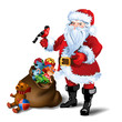 Vector Illustration of Santa Claus with sack full of gifts