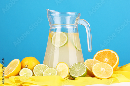 Photo: Citrus lemonade in glass pitcher of citrus around Citrus lemonade in glass pitcher of citrus around