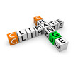 Würfel mit Aufschrift: CLIMATE CHAN GC E - 3D