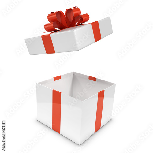 Illustration: White and red gift box opens White and red gift box opens