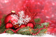 Christmas decoration on red background