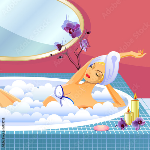 Vector: Beautiful Girl in the Bathroom Beautiful Girl in the Bathroom