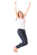 Happy woman jumping