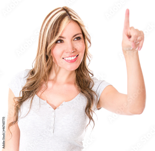 Photo: Woman touching a screen Woman touching a screen