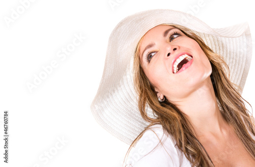 Photo: Woman with a summer hat Woman with a summer hat
