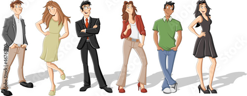 Vector: Group of six cartoon business people Group of six cartoon business people