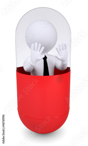 Illustration: White human is inside a pill White human is inside a pill