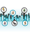 City with people on chair
