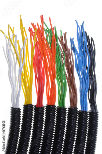 Photo: Corrugated plastic pipe with electrical cables Corrugated plastic pipe with electrical cables