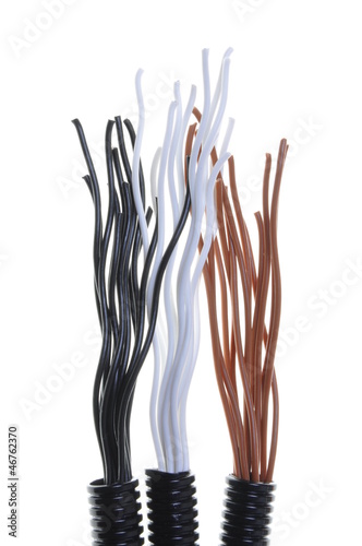 Photo: Corrugated plastic pipe with electrical cables Corrugated plastic pipe with electrical cables